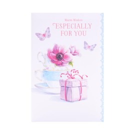 UK Greetings Birthday Card for Her/Friend - Teacups Design - Thinking of You Range