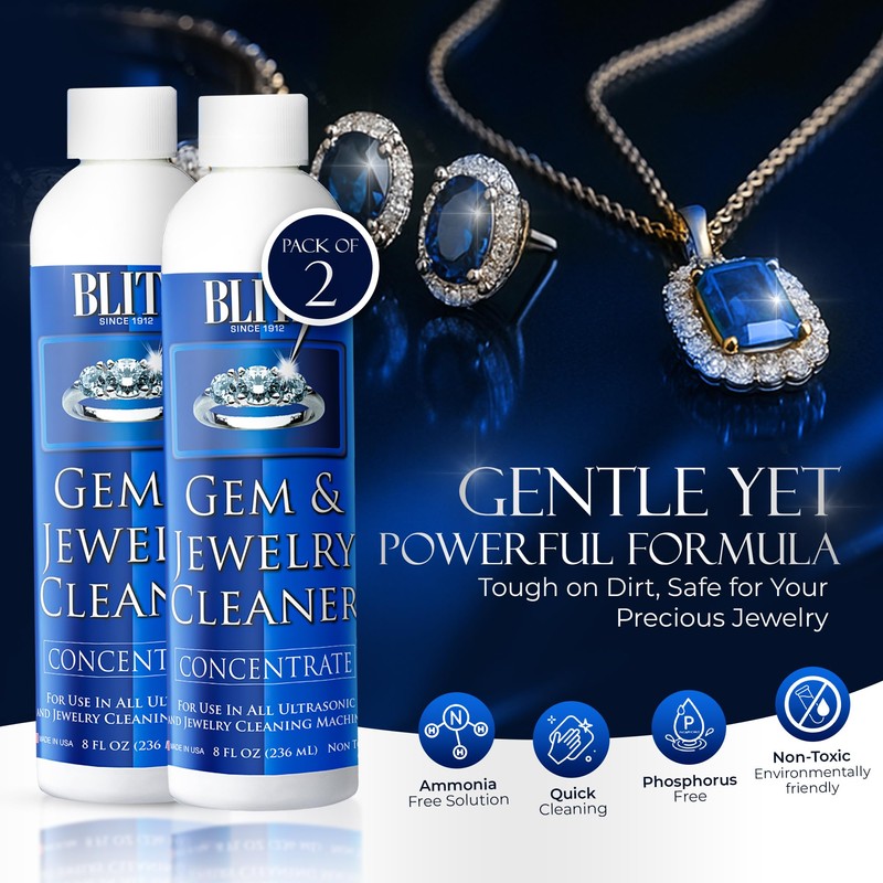Blitz Gem & Jewelry Cleaner Liquid Concentrate for Gold, Silver,