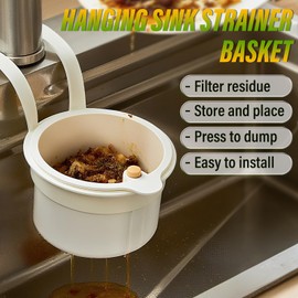 Kitchen Sink Drain Strainer Basket, Hanging Multi-Purpose Kitchen Sink Strainer Draining Basket, Self-Cleaning Press to Open The Food Waste Trash Catcher Basket Garbage Leftovers, Green