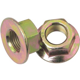 WHYHKJ 2PCS Lawn Mower Blade Nut Gold Steel Flange Blade Spindle Nut 15.8mm Thread for Blade or Pulley Side