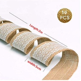 10 Rolls Natural White Lace Jute Ribbon Natural Jute Ribbon White Silk Lace Wedding Decoration Gift Wrapping