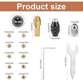 Drill Chuck Collet Set for Dremel, Include Brass Collet Set & 1/32" to 1/8" 4486 Multi Chuck & 4485 Brass Collet Metal Nut Rotary Tool Chuck Adapter Compatible with Dremel
