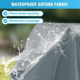 Velway Garden Furniture Covers 125x125x74cm - Waterproof Outdoor Patio Table Cover with Air Vent and Windproof Straps - Anti-UV Dustproof for Rattan Cube/Square Table Chair Set - Grey