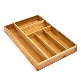 Seville Classics Bamboo Eco-Conscious Organizer Tray Kitchen Home Office Pantry Junk Drawer Utensils, Flatware, Silverware, Cutlery, Pens, (Large)