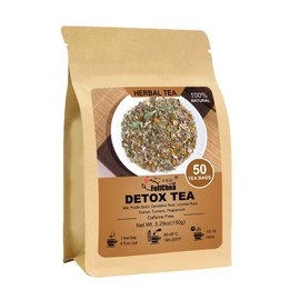 FullChea - Detox Tea Bags, 50 Teabags Liver Detox Tea, With Milk Thistle Seed, Dandelion Root, Licorice Root, Fennel, Turmeric, Peppermint - Liver Cleansing and Support