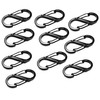 S-Shape Carabiner Clips, 50mm Black Metal, Ten unit Pack