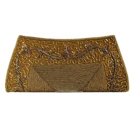 CRAFT BAZAAR Handmade Beaded Purse, Evening Clutches For Wedding And Party, Purses For Women, Golden, Medium
