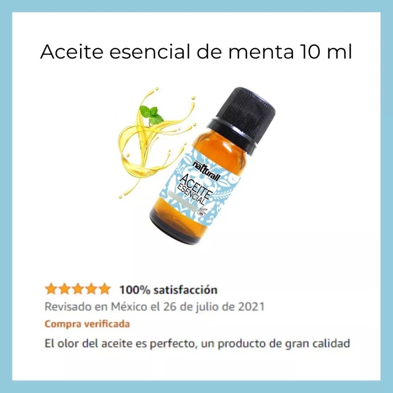 Natturall Aceite Esencial Menta Puro 100% Natural Difusor Contiene 2