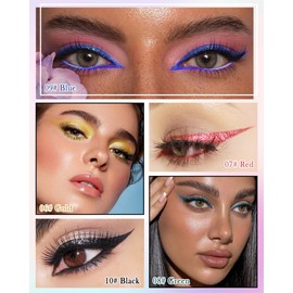 5 Color Glitter Liquid Eyeliner Kit- Shimmery Gold, Blue, Green, Red, Black Metallic Sparkling Eye Liner Pens- Waterproof,Smudge-Proof, Fine Tip, All-Day Wear Colorful Eyeliner Women Makeup Gift-Set B