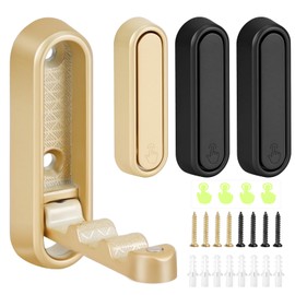 TOTSUN 4PCS Foldable Wall Hooks, Heavy Duty Coat Hooks Gold Wall Hanging Hooks for Bathroom Kitchen Closet, 90° Rotating Design | Bears 44lbs, with Screws and Stickers