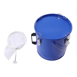 22.7L/6Gal Fryer Grease Bucket with Filter Bag Disposal Steel Fryer Oil Bucket Transport Container Hot Cooking Kitchen Fryer Grease Bucket with Lid 4 Lock Clips Handles (Blue)