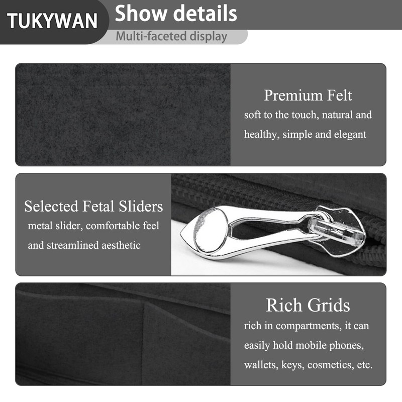 TUKYWAN Purse Organizer Insert with Zipper for GG Marmont Insert