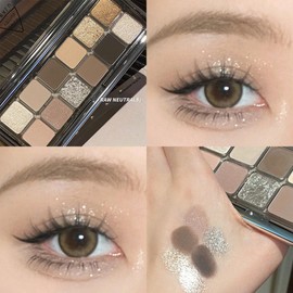 12 Colour Brown & Nude & Coffee Eyeshadow Palette | 12 Highly Pigmented Neutral Shades Including Dark Browns for Eye Make-Up | Long-Lasting Matte & Shimmer Finishes for Girl & Women