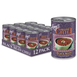 Amy's Organic Chili, Vegan Medium Black Bean Chili, Gluten Free, Low Fat, Gluten Free, 14.7 Oz (12 Pack)