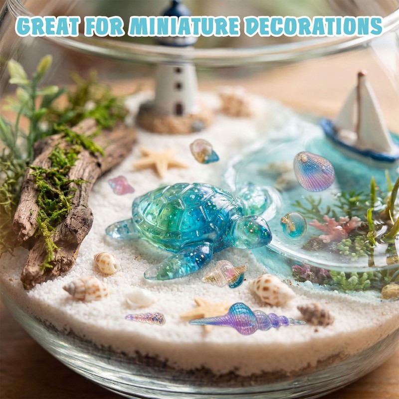 13 Pcs Mini Turtle Resin Molds with Seashell Conch Tool