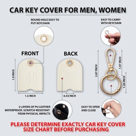 ANHBKAR Leather Keys Sleeve for Broken Car Key Loop Replacement, Keychain Cover Cute Protector and Holder for Men, Women (Small - White 06 (1.9"x1.5"))