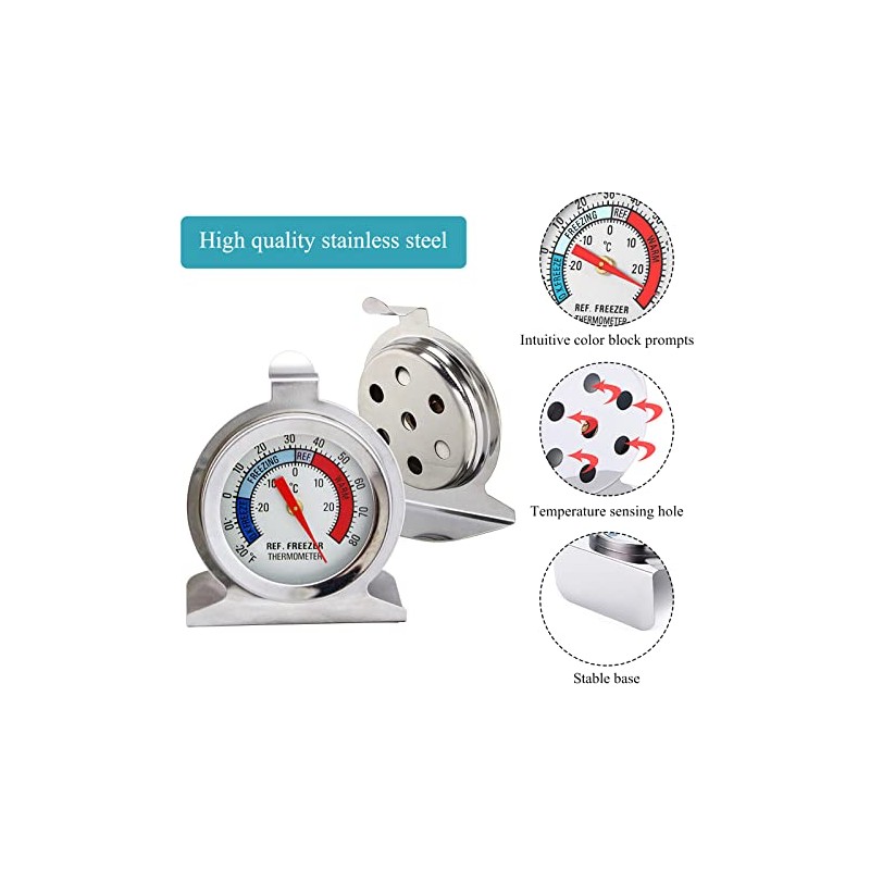 ALIMOTA Termómetro para Refrigerador，Set de 3，Acero Inoxidable (-20 a 80