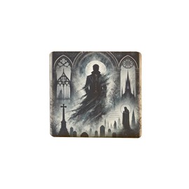 Gothic Phantom Cemetery Scene Wooden Fridge Magnet (mag-kf25-169)