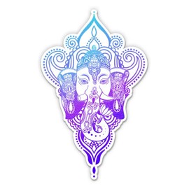 Ganesh Elephant Pretty Ombre Blue Purple - 12" Vinyl Sticker Waterproof Decal