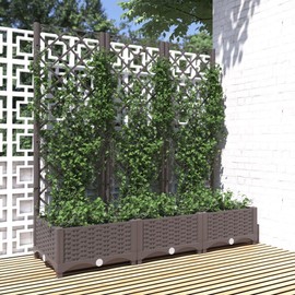 vidaXL Garden Planter with Trellis Brown 47.2"x15.7"x47.8" Weather-Resistant PP for Balcony/Terrace/Garden Entries