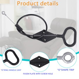 Recliner Cable D Ring Handle Replacement,22inch O end Inclined Cable Handle Joint Compatible with LazyBoy Parachute reclinerrelease line,Replacement Parts for Sofa and Couch Recliner Repair (1 PCS)