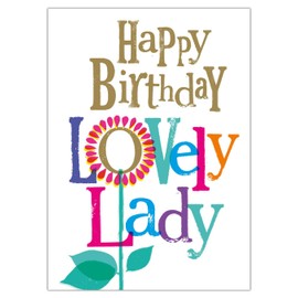 Danilo Promotions Limited Happy Birthday Lovely Lady, Birthday Card for Ladies, Ladies Lovely Birthday Card,Multi,172mm x 124mm