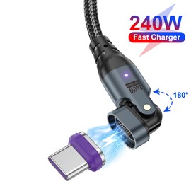 USB C Magnetic Charging Cable (3 Pack, 1.6ft+3.3ft+6ft) 180 Rotation Magnet Phone Charger 16PIN PD 240W Magnetic USB C Charging Cable Magnet Charger Data Transfer Cord for Type C Device Phone