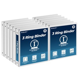 1 Inch 3 Ring Binders 12 Pack, Clear View Binder Bulk, White PVC-Free 3-Ring Binders for School, Office or Home, Fits 8.5 x 11 Inches Paper
