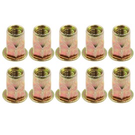 LBY 60pcs Carbon Steel Rivet Nuts, M6 Thread Insert Nutsert (Half-Hexagonal) Rivnut Assortment Kit, Carbon Steel Zinc-Plated (Yellow)