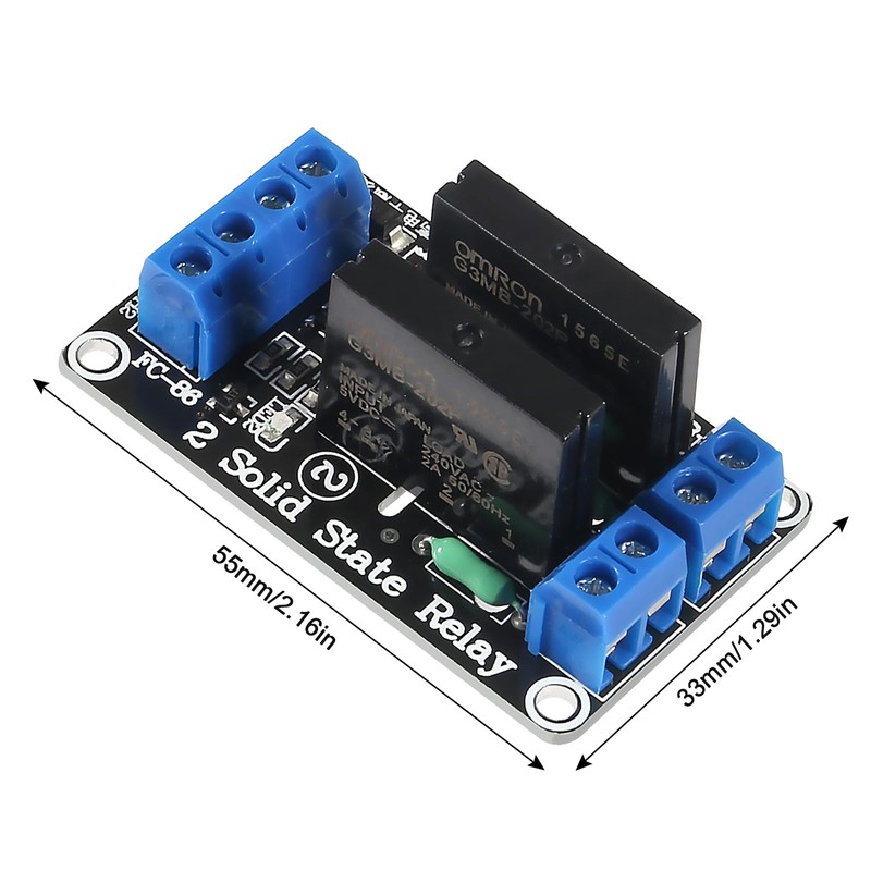 XIITIA 2pcs 5V 2 Channel 2A Solid State Relay Module