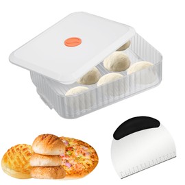 SGXD 12 * 9 * 3.4Inch Pizza Dough Proofing Box with Bench Scraper, Stackable Pizza Dough Container w/Lid & Date Recording, Bread Fermentation Storage Boxes, Dough Rising Box for Bread Sourdough Pizza