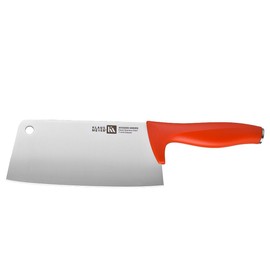 Klaus Meyer Acciaio High Carbon Stainless Steel 7 inch Kitchen Knife Cleaver (Red)