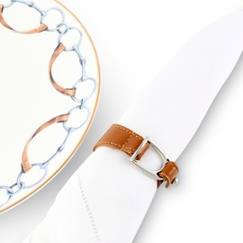 Vagabond House Stirrup Vegan Leather Napkin Ring - Equestrian Designed Sold as Single Ring 2.5" T x 1" W x 2" L