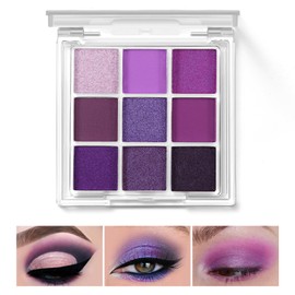 AFGHOUZ 9 Colors Eyeshadow Palette, Purple Eye Shadow Makeup Powder, Creamy, Shimmer Matte Shades, Travel Eyeshadow for Women