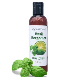 Basil Bergamot Body Lotion - Invigorating Citrus Herbal Essential Oil blend, Jojoba + Avocado oils for all day skin nourishment + Hydration (8 oz)