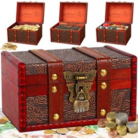 Mount Kumgang Wooden Storage Treasure Chest, Treasure Chest with Combination Lock, Small Treasure Chest Children's Birthday, Treasure Chest with Lock for Storage and Decorating (16 x 10 x 9 cm)