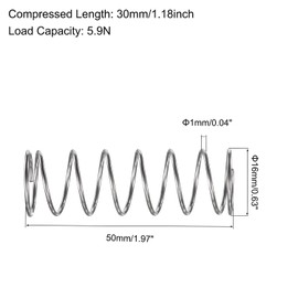 Boxonly Compression Spring for Everything from Home Appliances to Motor Equipment Compression Spring 1mm Wire Dia, 16mm OD, 50mm Free Length, 5.9N Load Capacity