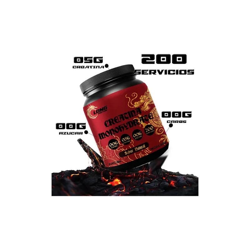 Creatina Monohidratada Long 1kg Prentreno 200 Servicios