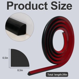 Xbaiyanr 39Inch Quarter Round Molding Trim,Peel and Stick Silicone Bendable Molding Trim,Self Adhesive Waterproof Wall Corner Trim Molding for Floor, Bathrooms, Kitchens, Countertops(Black)