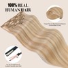 EnthayPow Clip in Hair Extensions Real Human Hair，Bleach Blonde and