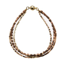 Bello London Bracelet with three strands of gold and bronze coloured beads - Rafa G