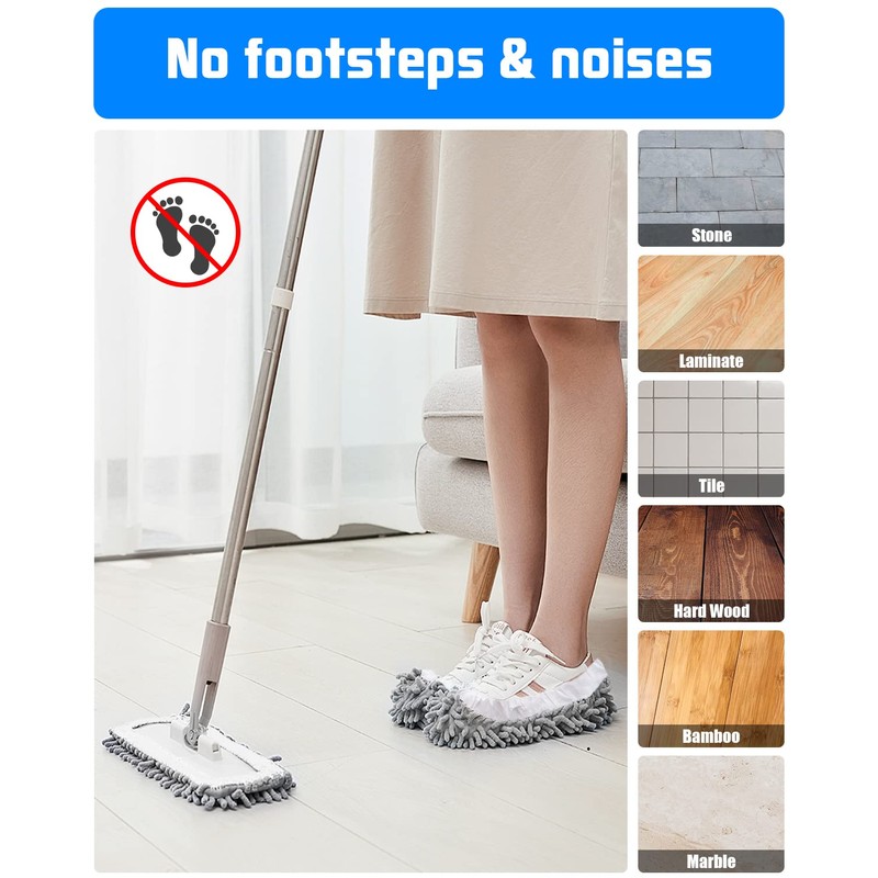 WellMall 8 Pcs Mop Slippers Socks Floor Cleaning,Microfiber Shoe Covers