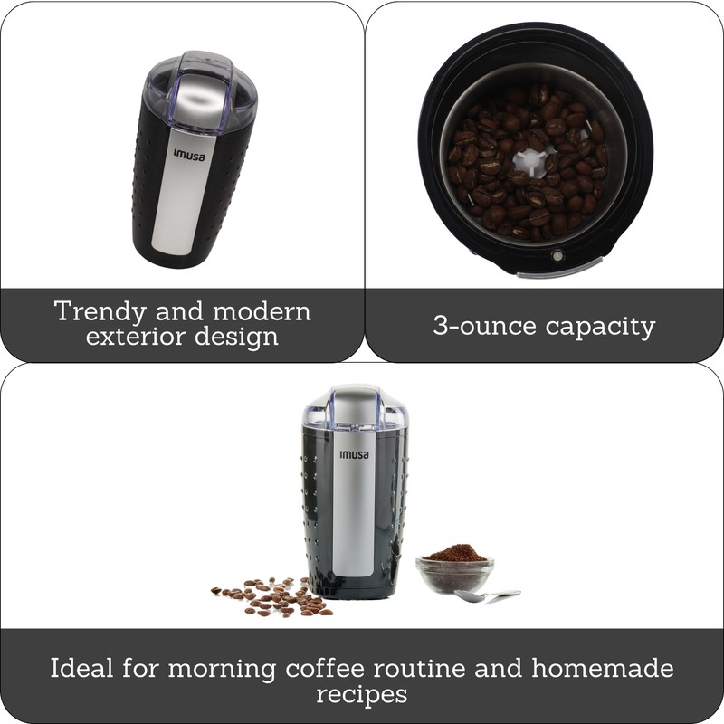 IMUSA 3oz Electric Coffee & Spice Grinder, Black
