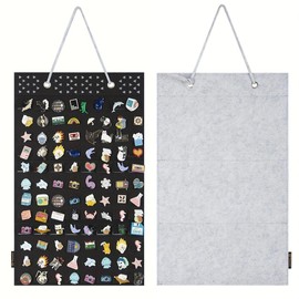 PACMAXI Hanging Brooch Pin Organizer, Display Pins Storage Case, Brooch Collection Storage Holder, Holds Up to 96 Pins.(Not Include Any Accessories) (Head Triangle Hole-Black)