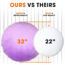 Cheer Collection Extra Large Floor Pillow, 32" Round Meditation Cushion, Oversized Yoga Pillow & Floor Cushions for Adults, Floor Pillows for Sitting, Meditation, and Seat Cushion - Purple