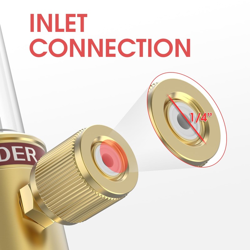 YESWELDER Nitrogen Flow Meter 1/4" SAE Flare Inlet 0-70SCFH 50PSI