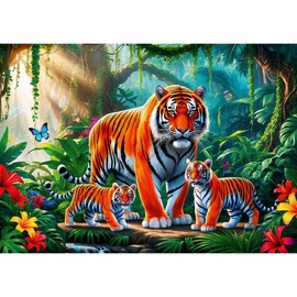 Trefl - Tiger Habits - Puzzle 200 Pieces - Colourful Puzzle with Animals, for Children from 7 Years