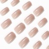 24 Pcs Short Square False Nail French Nude Pearlized Fine