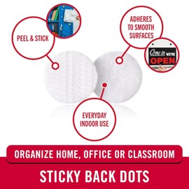 VELCRO Brand Dots with Adhesive | 250pk, White | Small 1/2 Inch Circles | Sticky Back Round Dots for Secure Mounting in Office, School or Home (VEL-30867-AMS)