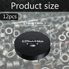 12 PCS Black Thick Rubber Washers 1 1/2 Inch OD x 3/8 Inch ID x 1/4 Inch Thickness Vibration Dampening Washer Anti-Noise Washers Anti Vibration Pads Rubber Pads